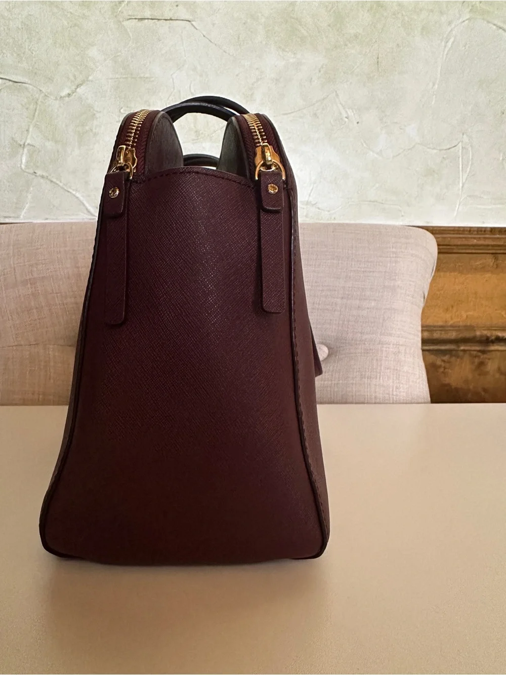 kate spade Deep Wine Dome Satchel with Gold Hardware